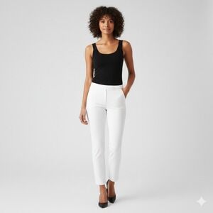 SPANX Women White Stretch Twill Slim-Fit Ankle Pants 20372R